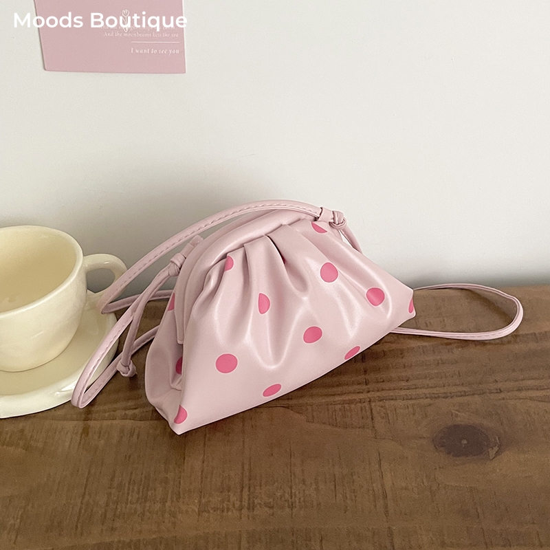 Luxury Bags Mini - MOODS กระเป๋าถือและกระเป๋าสะพายดีไซน์หรูขนาดเล็กสำหรับผู้หญิงลายจุดหนัง PU น้ำหนักเบากระเป๋าสะพายไหล่ขนาดเล็ก