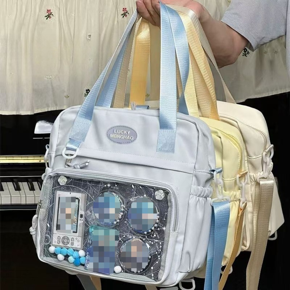 Luxury Bags For School - Y2K สไตล์ญี่ปุ่นแบบพรีปปี้กระเป๋าสะพายข้างไนลอนใหม่กระเป๋านักเรียนสำหรับวัยรุ่นกระเป๋าเป้สะพายหลังโปร่งใสกระเป๋าผ้าใบหรูหรา