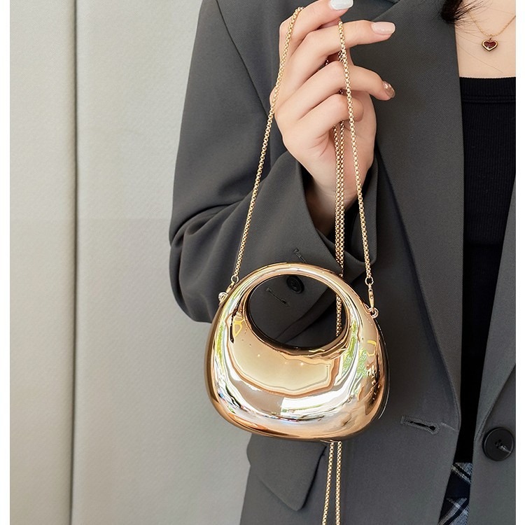 Luxury Bags Mini - กระเป๋าถือและกระเป๋าสะพายไหล่ขนาดเล็กสีทองสุดหรู ดีไซน์เก๋ไก๋ รูปทรงแปลกใหม่ เหมาะสำหรับงานปาร์ตี้ งานแต่งงาน กระเป๋าคลัทช์อะคริลิกเงางาม