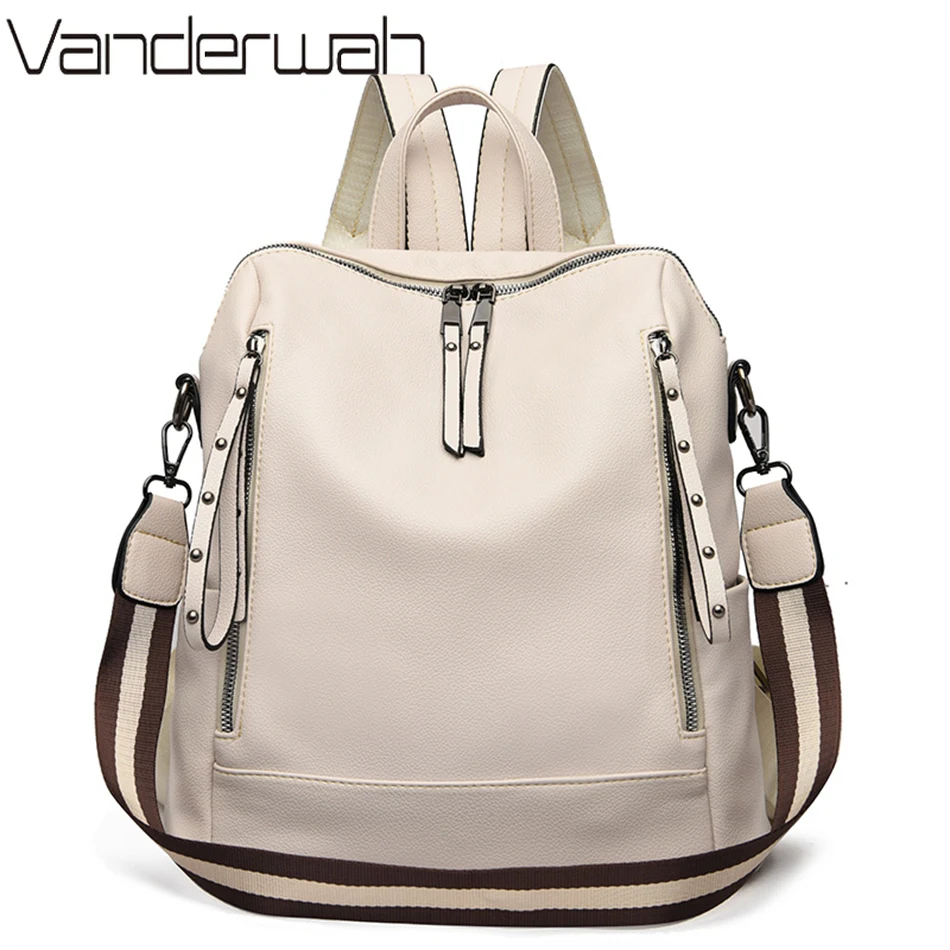 Luxury Bags For School - ยี่ห้อกระเป๋าเป้สะพายหลังหนังนุ่มกันน้ำ Bagpack Preppy สไตล์นักเรียนกระเป๋า Mochila Feminina