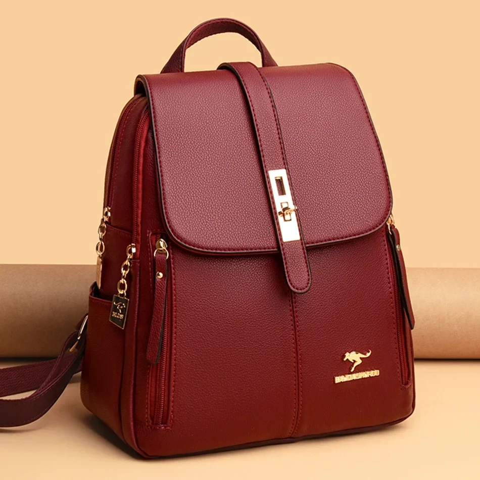Luxury Bags For School - กระเป๋าเป้สะพายหลังหนังผู้หญิงขนาดใหญ่ คุณภาพสูง สไตล์วินเทจ สำหรับนักเรียนหญิง กระเป๋าเดินทาง กระเป๋าเป้สะพายหลังสำหรับใช้ในชีวิตประจำวัน