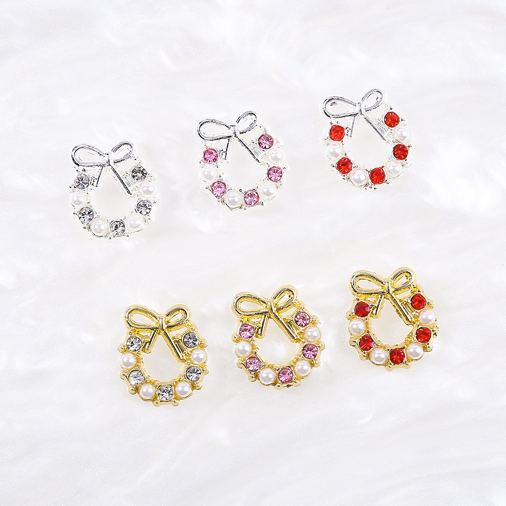 Luxury Xmas Bags - หรูหราคริสต์มาสตัวเลข Bow Garland เล็บ Charms 3D