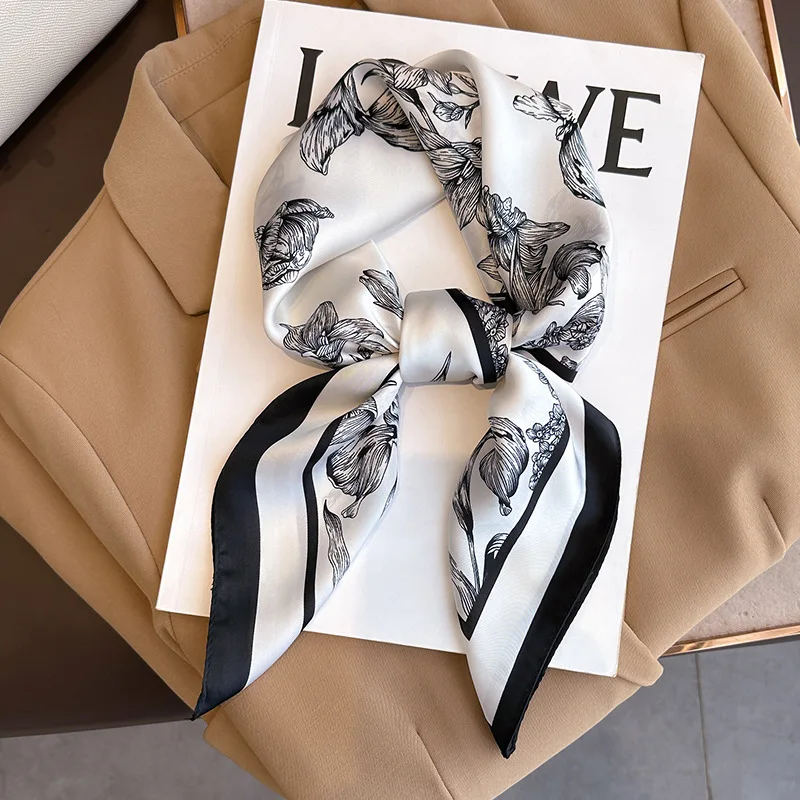 Luxury Bags Expensive - 70*70ซมผ้าผ้าพันคอสี่เหลี่ยมจัตุรัสผ้าไหม Sablon Bunga หรูหราผ้าพันศีรษะสำหรับสตรีผ้าพันผมพันมือกระเป๋าริบบิ้นผ้าพันศีรษะฮิญาบผ้าซาตินนุ่ม