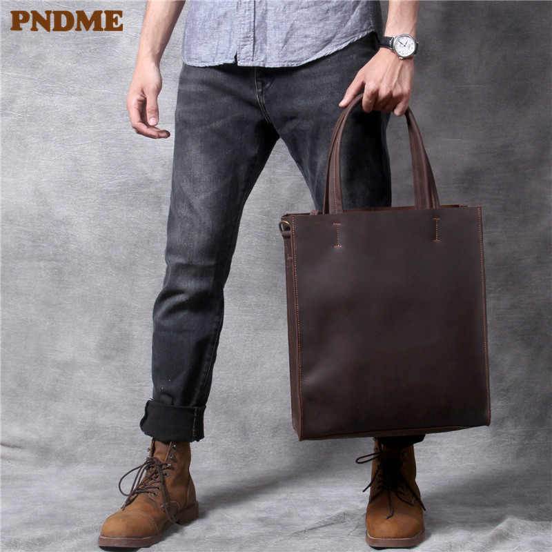 Vintage ของแท้หนังผู้ชาย Tote  - Luxury Bags For School บทวิจารณ์และราคา